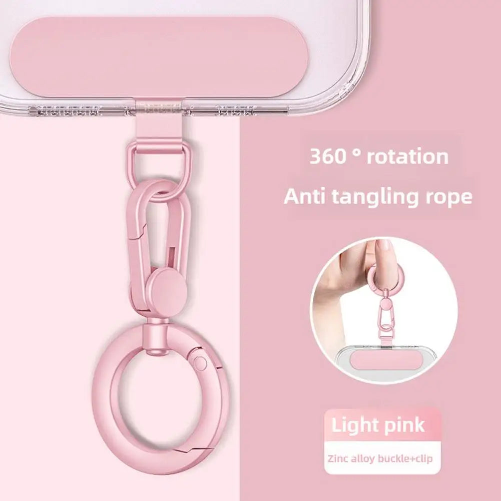 Metal Phone Lanyard Gasket Patch Rotatable Metal Buckle Hanging   Steel Clip Card Cord Tab Mobile Phone Accessories