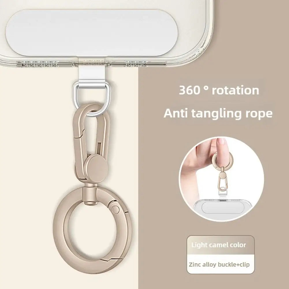 Metal Phone Lanyard Gasket Patch Rotatable Metal Buckle Hanging   Steel Clip Card Cord Tab Mobile Phone Accessories