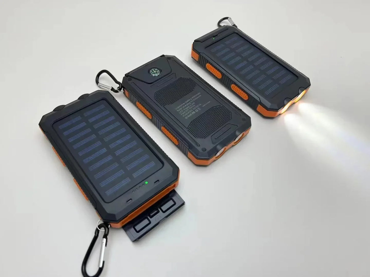 Real Capacity 200000mAh  Large Capacity Solar Power Bank New Portable With Lanyard Compass External Battery Outdoor Camping