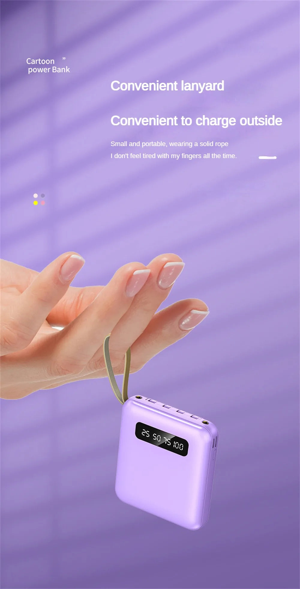 Mirror Screen Mini Fast Charge Large Capacity 20000 MAh Fast Charging Power Bank Sharing With Cable Mobile Power Supply