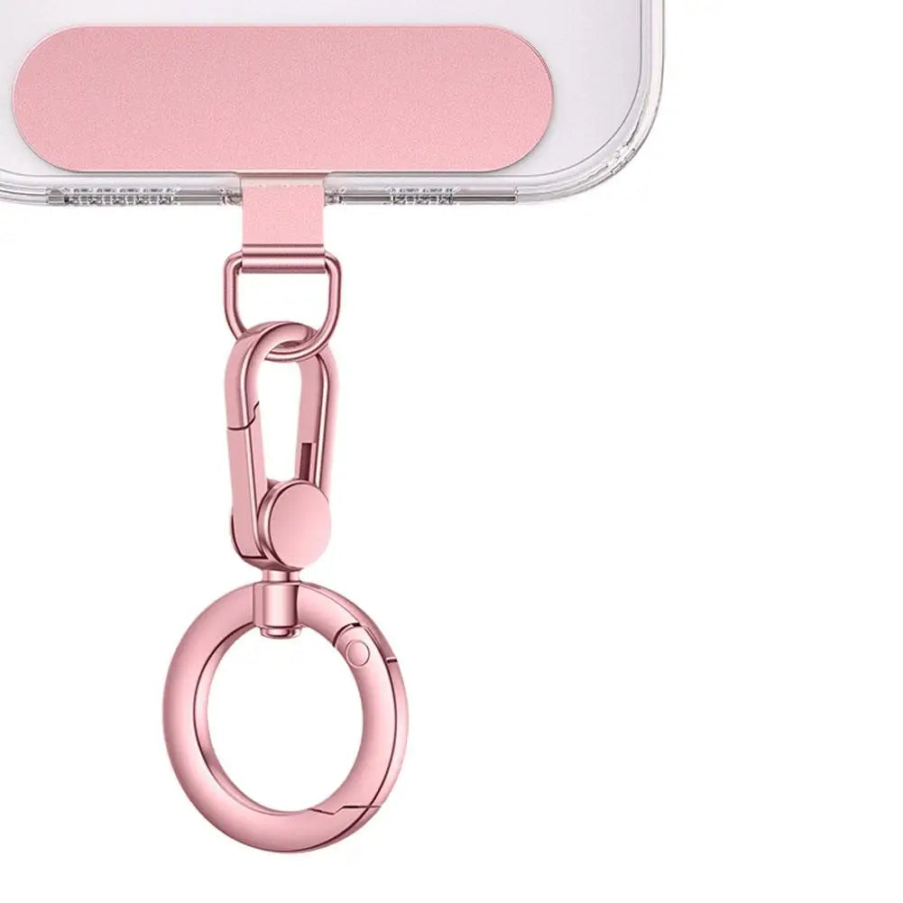 Metal Phone Lanyard Gasket Patch Rotatable Metal Buckle Hanging   Steel Clip Card Cord Tab Mobile Phone Accessories