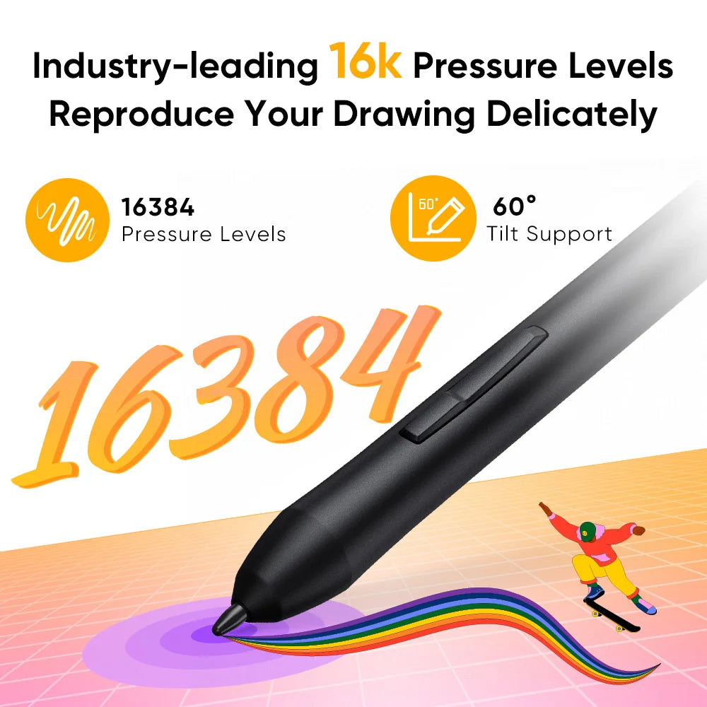 XPPen Deco 640 Graphics Tablet 16K Pressure Levels 16x9cm Drawing Area with 8 Keys 60 Tilt for OSU Game Android Windows Mac