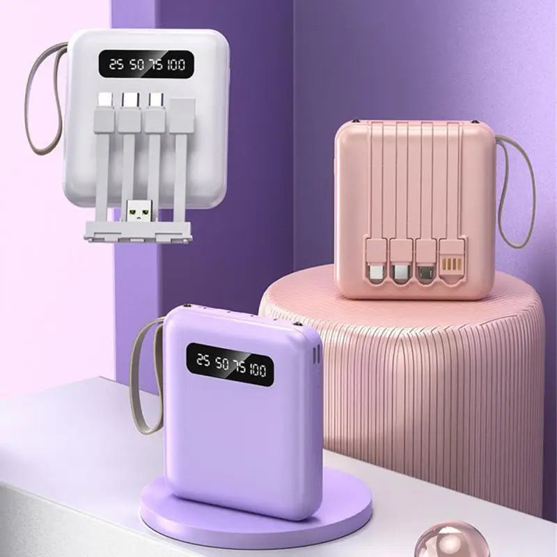 Mirror Screen Mini Fast Charge Large Capacity 20000 MAh Fast Charging Power Bank Sharing With Cable Mobile Power Supply