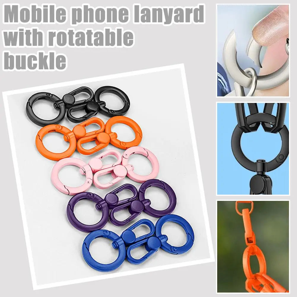 Metal Phone Lanyard Gasket Patch Rotatable Metal Buckle Hanging   Steel Clip Card Cord Tab Mobile Phone Accessories