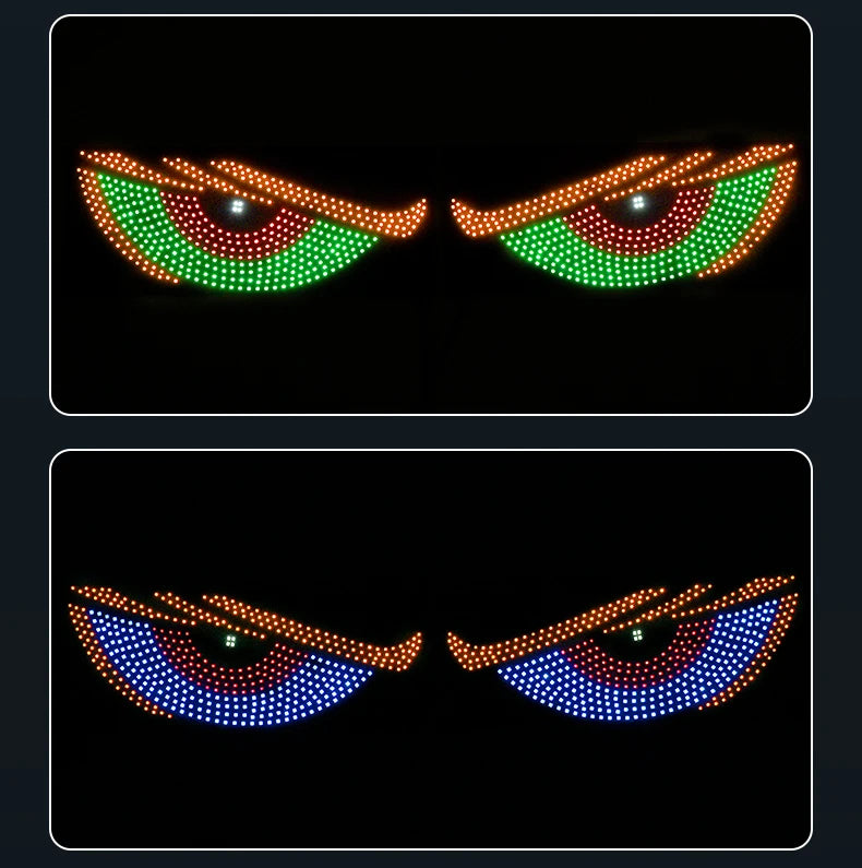 USB Dynamic Devil Eyes Light Car Windshield Dynamic LED Matrix Panel Screen Light for Car Truck Window Decor Lighting 11 Modes
