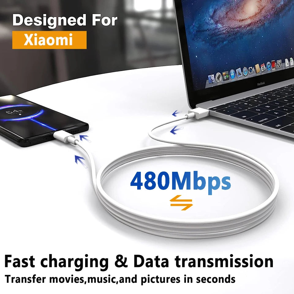 Xiaomi Original Usb Type C Cable 120W 100W 90W 67W Turbo Fast Charger Mi 17 15 14 13 12 T Pro 11 Ultra Poco X6 X7 Redmi Note 10