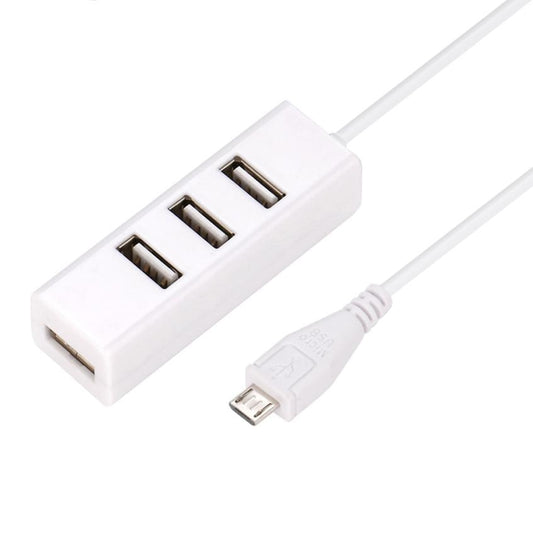 White Micro USB To 4 Port