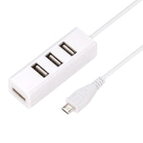 White Micro USB To 4 Port